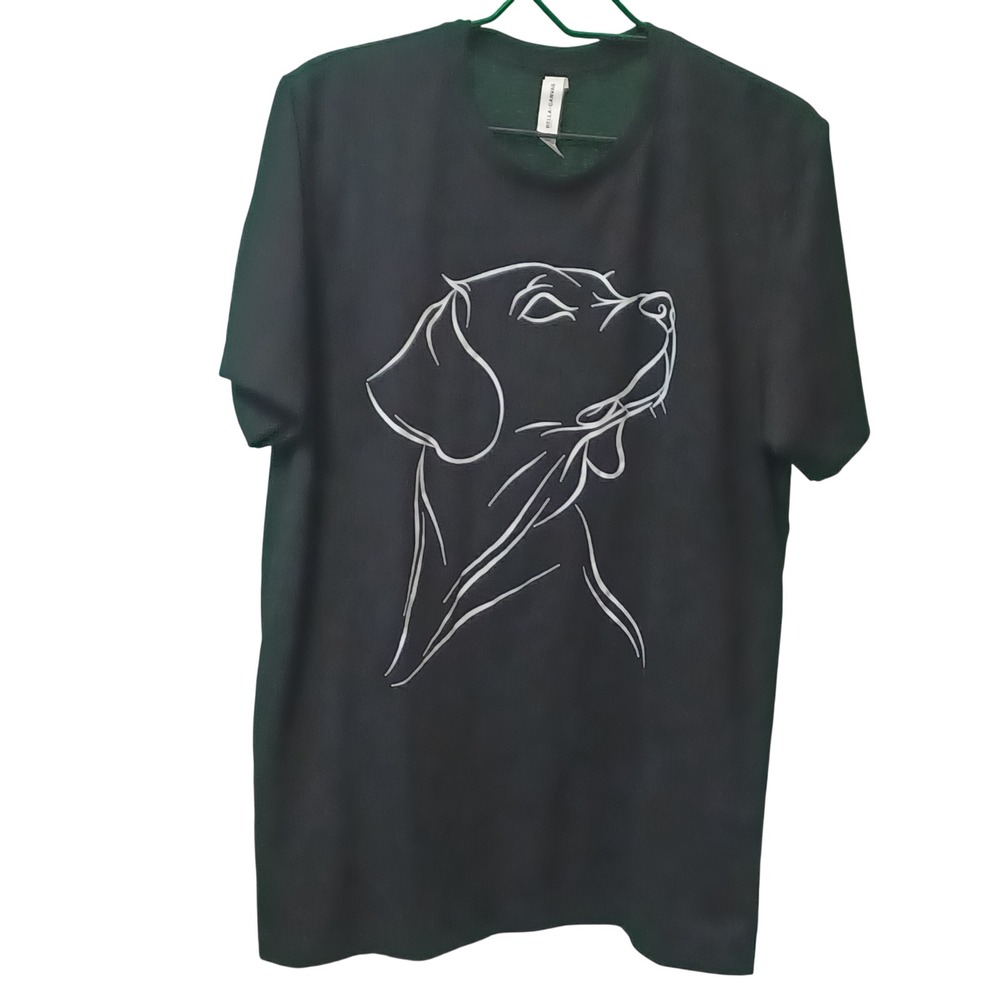 Bella + Canvas 3001ECO Dog Line‎ Art Graphic T-Shirt Black Recycled Blend Large